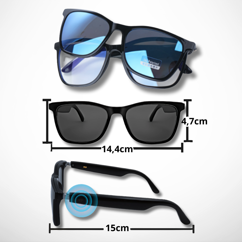 Gafas de sol magnéticas bluetooth, polarizadas, con micrófono, altavoces, protección luz azul y UVA 100%